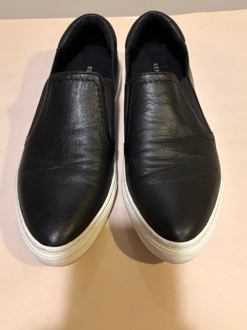 Kenneth Cole Mariel Black Leather Slip-on Sneakers/Shoes, size 8
